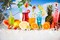 24-Piece Beach Theme Reusable Plastic Straws Set | 8 Colorful Cocktail Drinking Straws with 2 Cleaning Brushes for Summer Pool Party, Beach Ball Birthday & Tropical Favors